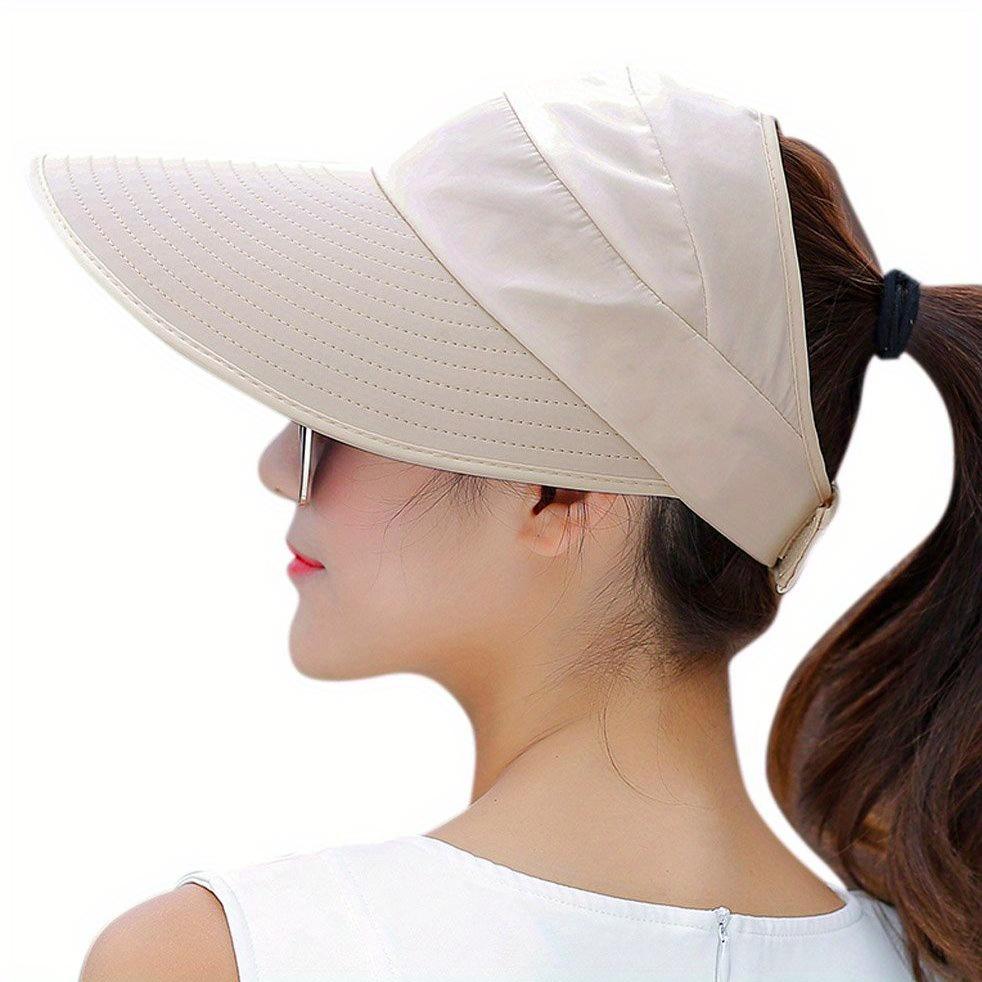 Women Wide Brim Sun Protection Visor Sun Hat Anti-UV Lightweight Breathable Foldable Beach Hat For Outdoor Sport Cycling Drive
