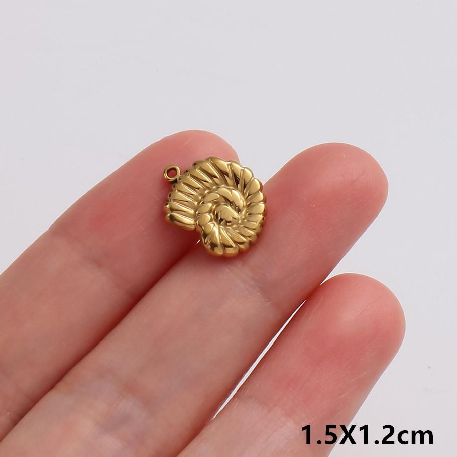 5pcs/Lot Gold Color Exquisite Sea Animal Charm Shell Tortoise Stainless Steel Pendants For Jewelry Making Supplies Beach Pendant