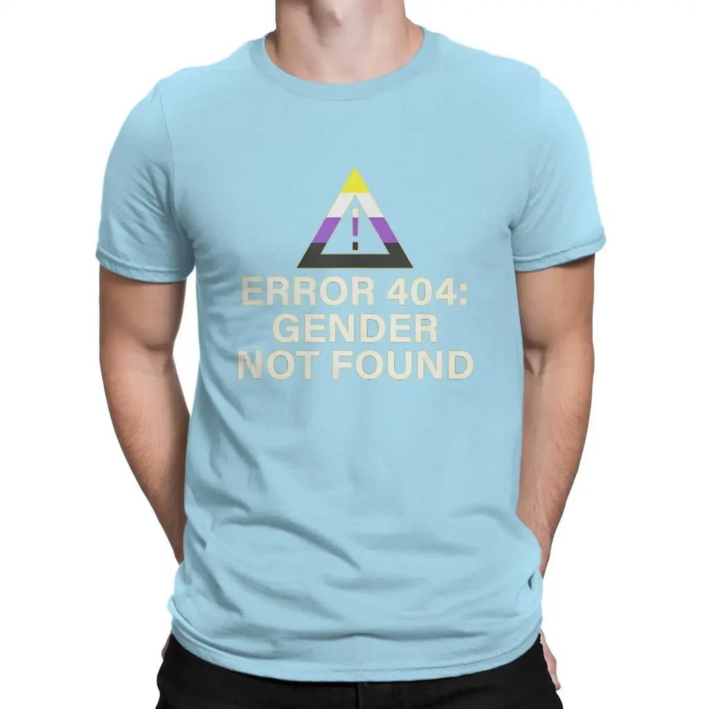Gender Not Found Agender Non Binary Pride Awesome Cotton Tee Shirt Unisex TShirt Short Sleeve Error T Shirts Crewneck Clothes