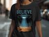 Believe UFO T-Shirts, Alien Abduction Apparel, Sci-Fi Conspiracy Tee, Flying Saucer Graphic Shirt, Space T-Shirt, Vintage Look Clothing