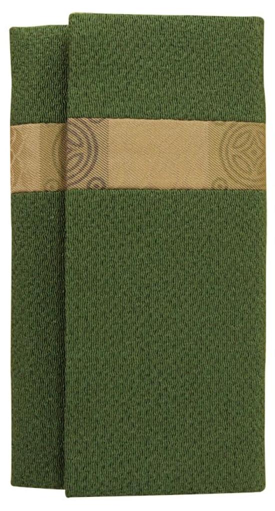 Daiko Sangyo Prayer Bead Case, Made in Japan, Enshu DamaskGreen, Pure Silk with Vertical Stripes, 802-2