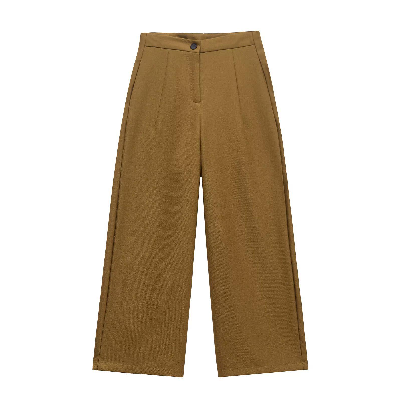 

Spring 2025 Women s High-Waisted Straight-Leg Suit Pants - Casual, Simple, and Elegant. Large коричневый
