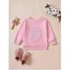 Mädchen Herbst Langarm Besticktes Buchstaben Sweatshirt Mittlere und Kleine Kinder Baumwolle Bequemes Pullover-Oberteil