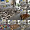 Teppich mit Leoparden- und Zebramuster, rutschfest, waschbar, Flanell-Teppich für Zuhause, Wohnzimmer, Schlafzimmer, Esszimmer, Küche, Bodenmatte