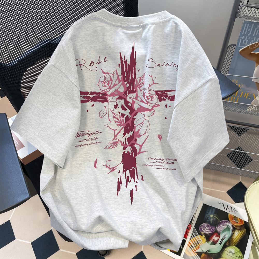 2025 New Rose Cross Summer 100 Cotton Tshirt Adults Men Outdoor Daily Cool Comfortable Versatile Soft Breathable Shortsleeved
