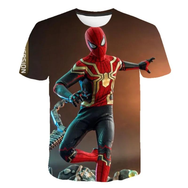 Summer Men's 3D Printed Marvel Superhero Spider-Man Pattern T-Shirt - Street Round-neck Short Sleeve Adult Sports Shirt