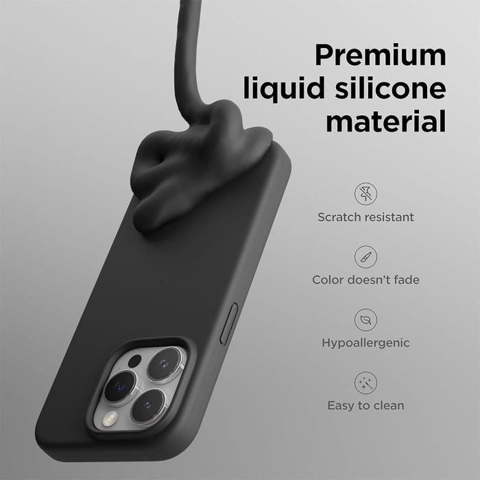 Protective Case - Booling - Iphone 16 Pro Max - Soft Liquid Silicone - Ultra Slim - Black