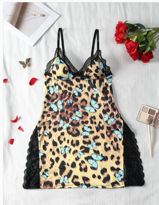 

Модальный Разрез Сексуальная Пижама - Европейский и Американский Стиль Белья Large цветной печати леопарда