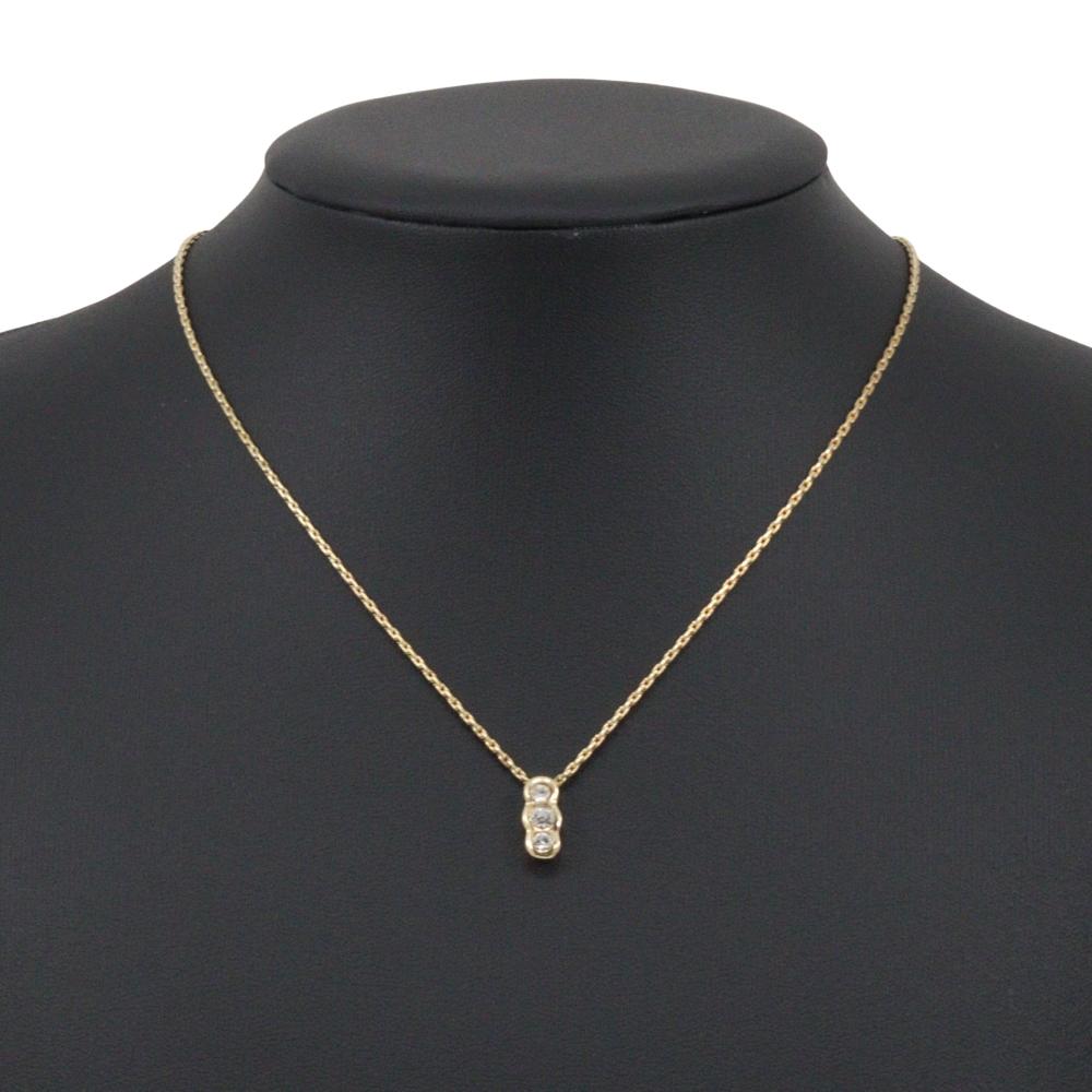Dior 3P Necklace vintage Plated Gold/Rhinestone 4.5g Women Used