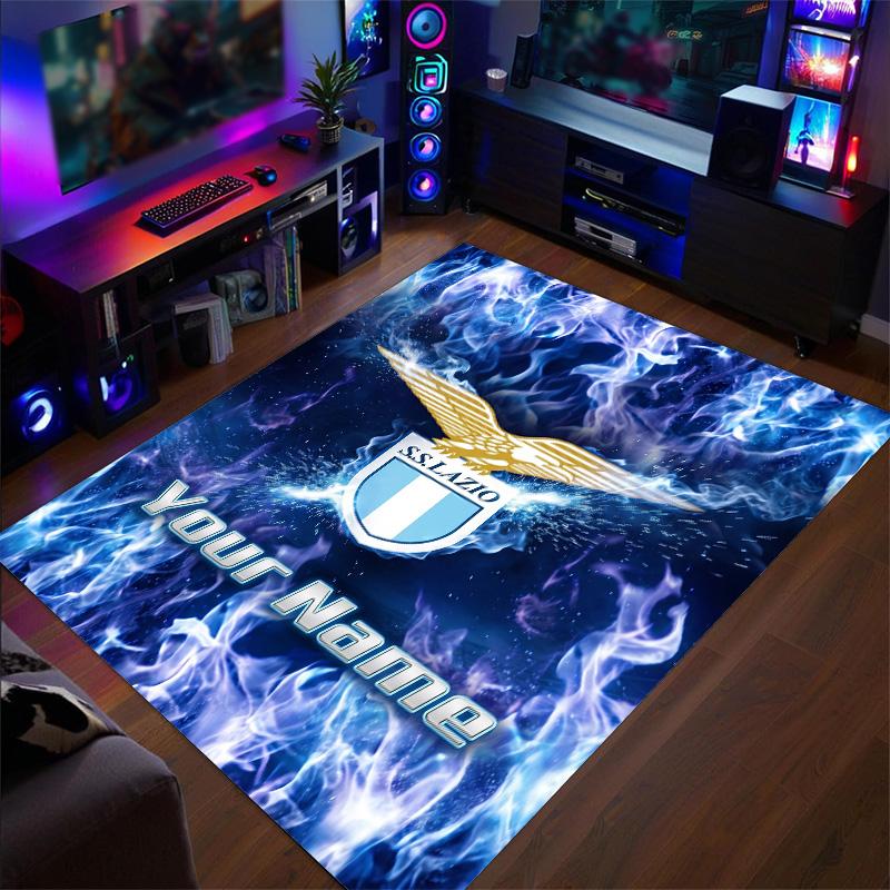 Tappeto in Velluto di Cristallo Stampa Lazio FC Testo Nome Personalizzato Tappetino Decorazione per la Casa
