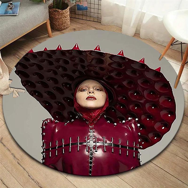 Tappeto Rotondo Lady Gaga, Tappeto per Soggiorno Camera da Letto Divano Sala Giochi Decorazione, Tappetino Antiscivolo