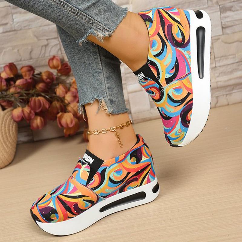 Fashion Fashion Mix Color Sneakers for Women 2025 Autumn Luxury Crystal Platform Vulcanize Shoes Woman Letter Print Slip On Shoes Mujer