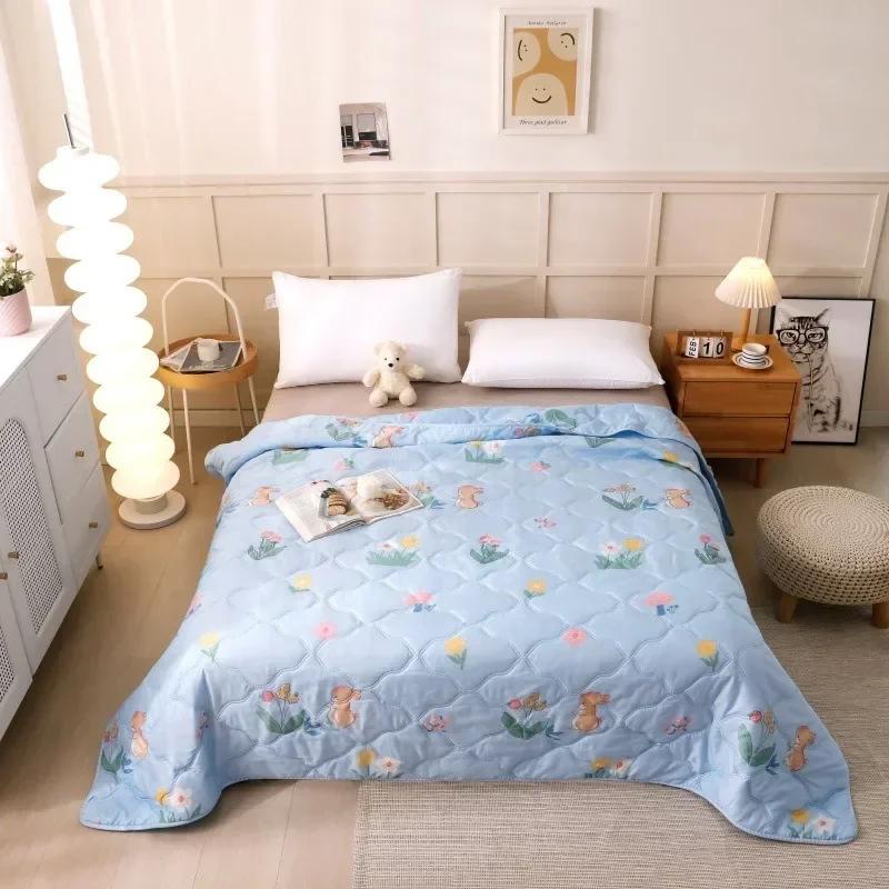 1PC 100X150cm Cute  Printed Spring Summer Comforter Adults Children Soft Breathable Quilting Quilt Single Bed Blanket Quilts