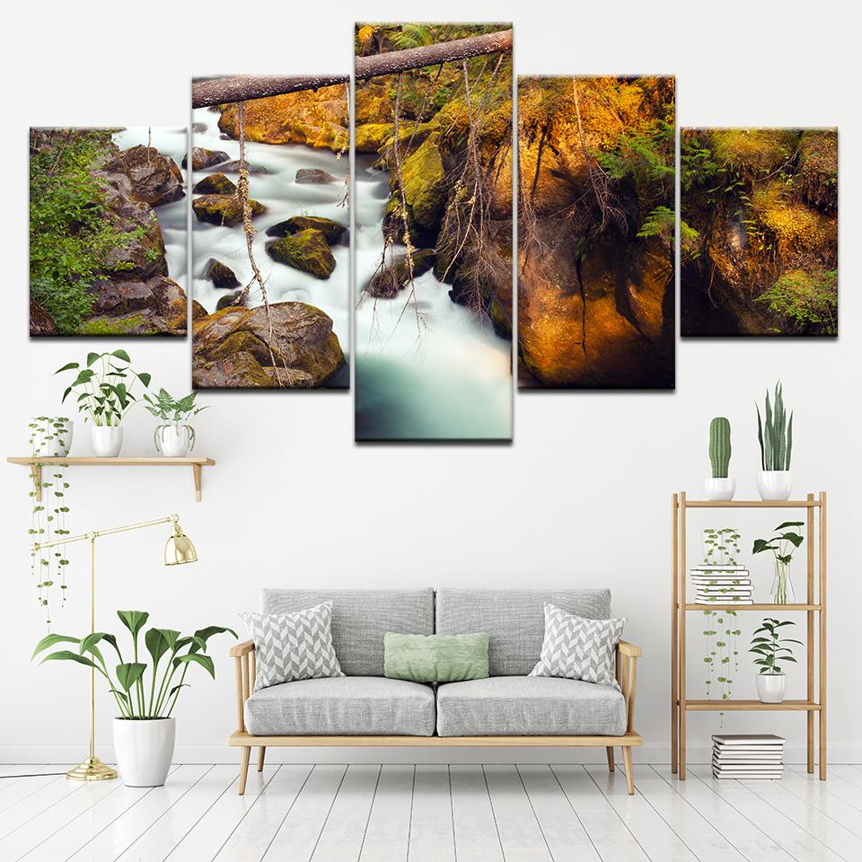 Canvas Painting beautiful amazing waterfall in forest landscape Wall Art Painting Modular Wallpapers Poster Print Home Decor