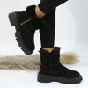 Women's New Winter Fur Lined Integrated Snow Boots Fleece Lined Casual Martin Ankle Boots Warm Cotton Shoes