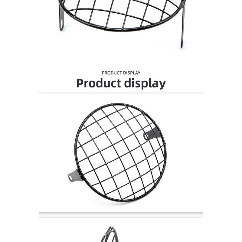 For Universal Harley Triumph Honda HeadLamp Mesh Grille Lampshade Metal Retro Motorcycle Headlight Protector Cover Fit