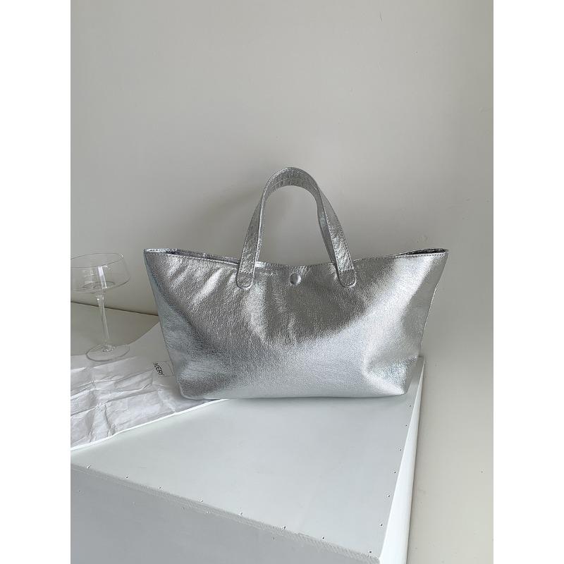 

Сумка-тоут из мягкой кожи женская, с чувством высокого класса, простая, нишевая, ручная, женская, для работы, большой вместимости, для поездок серебряный