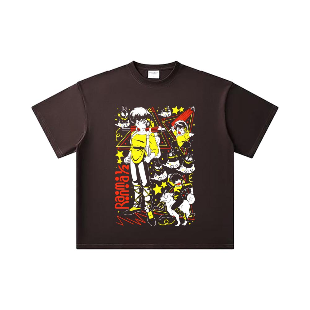 260 GSM Double Yarn 32 Count 100% Cotton Ranma 12 V7 Ryoga Print Unisex Heavy Cotton T Shirt