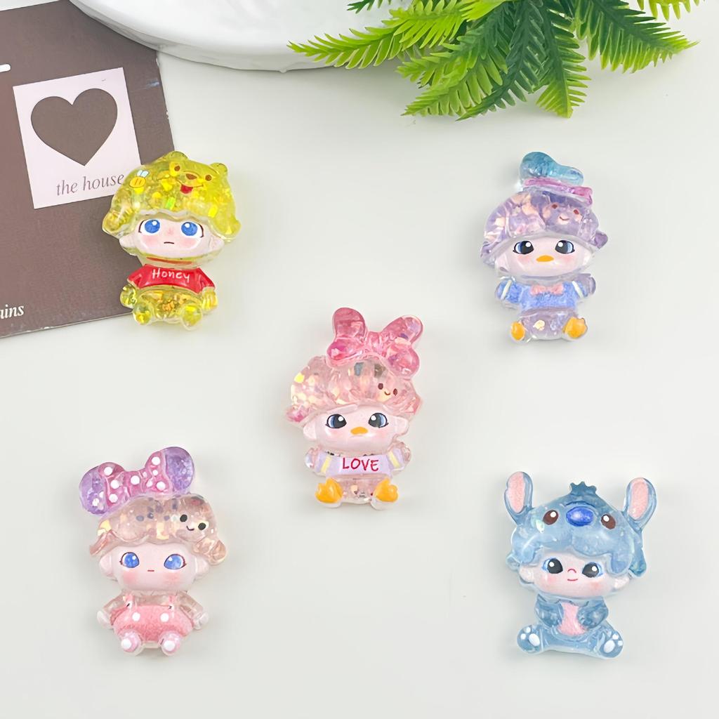 Cartoon Glitter Bubble Girl Resin DIY Accessories for Phone Cases, Hair Clips, and Keychains.
