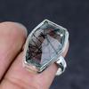 Natural Black Rutile Gemstone 925 Sterling Silver Jewelry Ring Size 8 q9J06