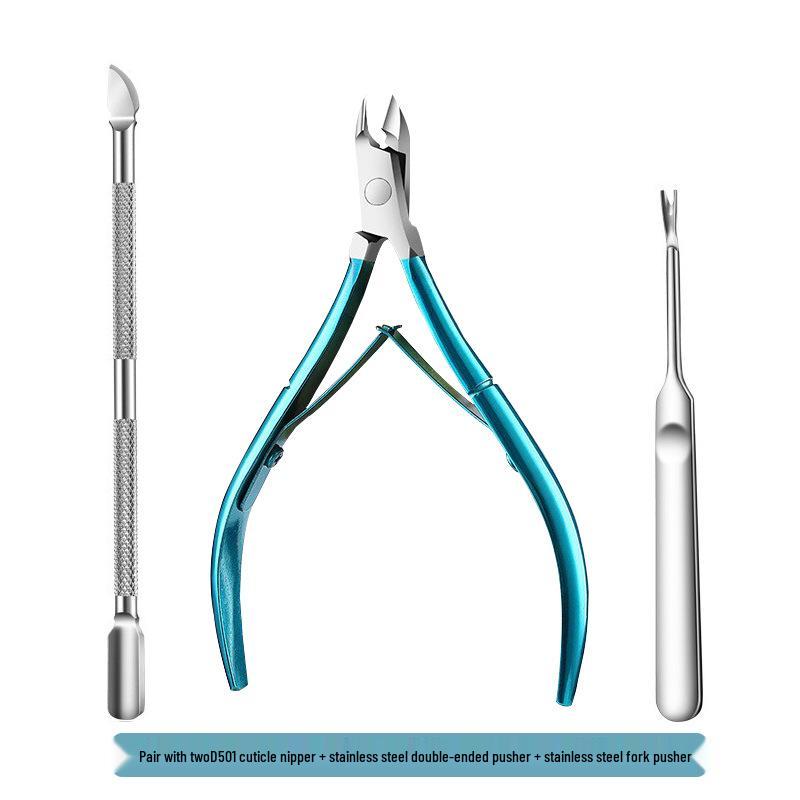 Stainless Steel Manicure Set: 3-Piece Dead Skin Scissors, Double-Headed Pusher, and Nail Clipper