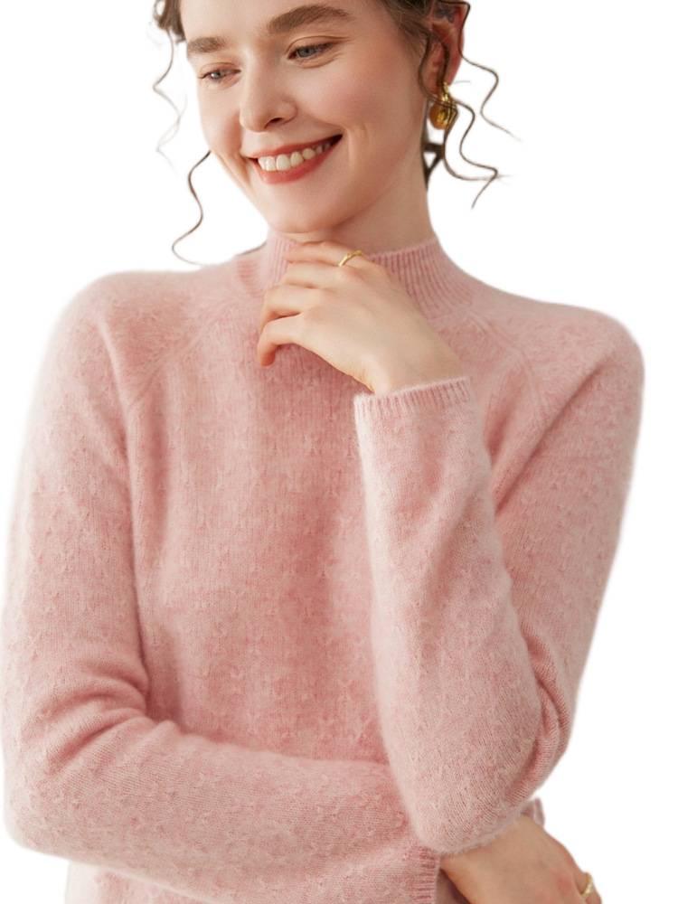2025 Autumn/Winter Women's High Neck Cashmere Sweater – Thick, Skin-Friendly, Loose Knitwear Base Layer