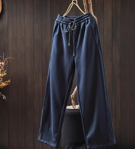 

Johnature Женские Зимние Брюки-Гаремы Кэжуал на Эластичной Талии и Кулиске, Хлопковые, Стираные, в Китайском Стиле, Винтажные M синий