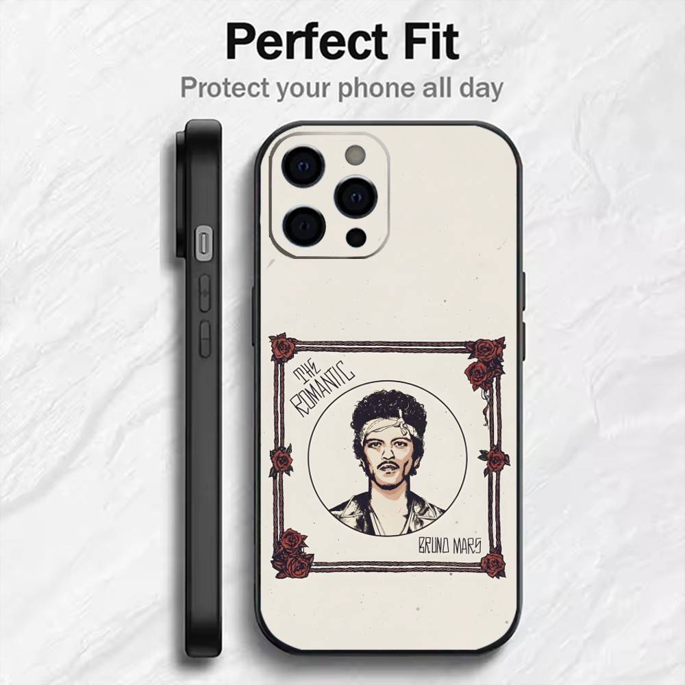 Star B-Bruno M-Mars Printed  Phone Case For iPhone17,16,15,14,13,12 Plus,Max Soft Silicone Black Cover