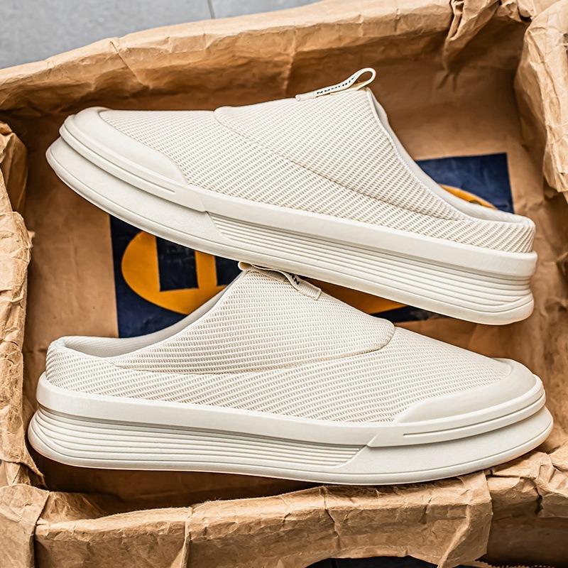 Chaussures à plateforme en maille d'été à enfiler pour hommes, couvre-pieds, chaussures à un seul pedal, chaussures paresseuses, chaussures respirantes tendance, sans talon