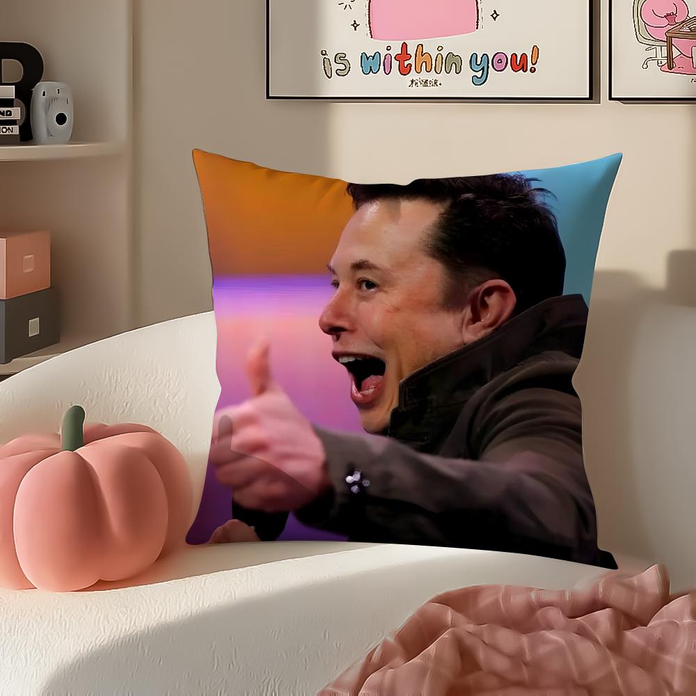 EElon MMusk meme Cushion Cover Pillowcase Short Plush Invisible zipper Room Sofa Cushion Cover