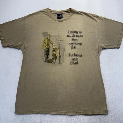 VTG 90-tal Rolig Fisk Pappa Världens Bästa Herr T-shirt Fiske Med Pappa Stor