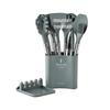 13-Piece Stainless Steel Handle Silicone Kitchen Tools Set - Non-stick Frying Pan, Spatula, Spoon, and More