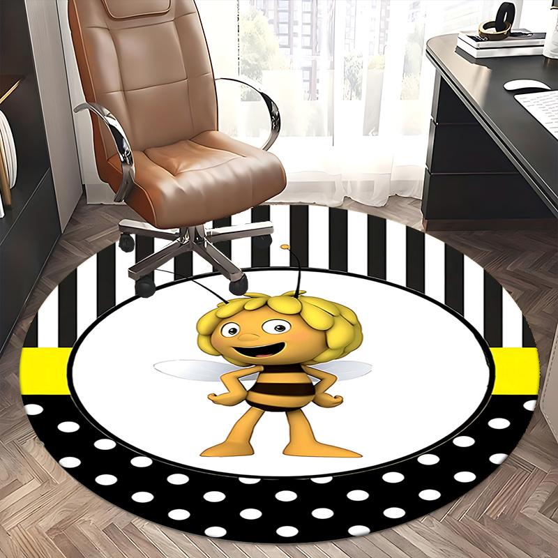 Bee Themed Chair Mat Round Carpet for Home Decor, Office Use, and Gifts0392b