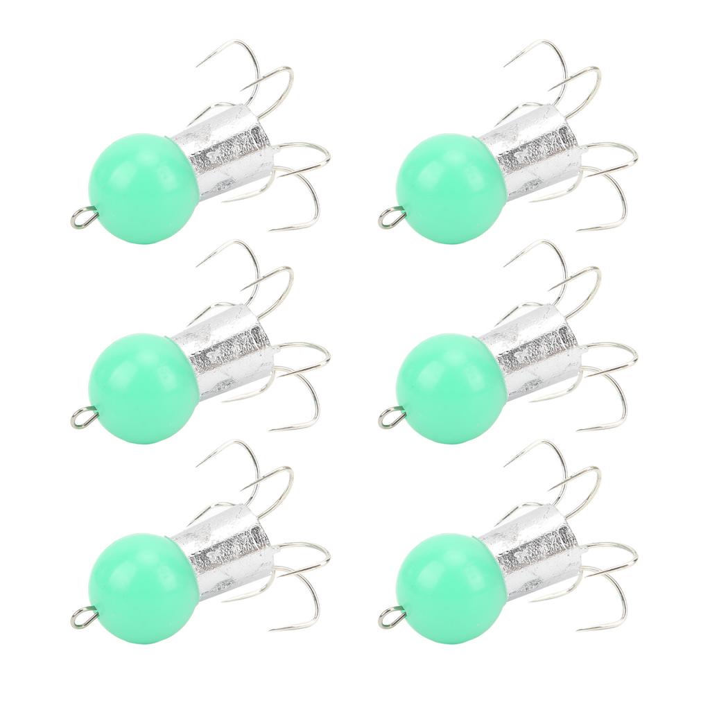 6pcs Squid Hook 6 Needle Stainless Steel Lifelike Squid False Bait Hook for Sea Fishing Emerald