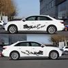 2Pcs 68.9"x16.9" Car Side Door Body Decal Waist Line Sticker Racing Decals Black