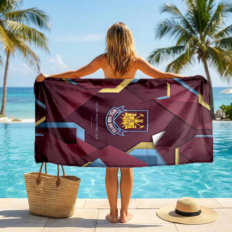 Asciugamano da Spiaggia West Ham United Football Morbido Microfibra Asciugamano Estivo Asciugatura Rapida Assorbente per Spiaggia Piscina Viaggio