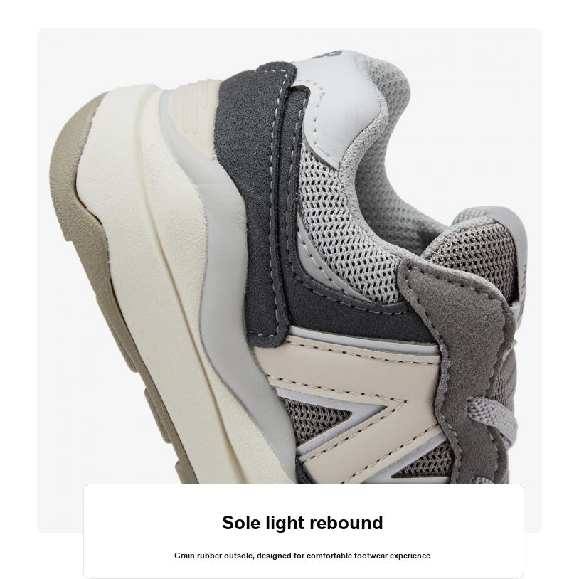 New Balance 57/40 Bungee Toddler Castlerock Moonbeam Baby Sneakers Grey IV5740RT
