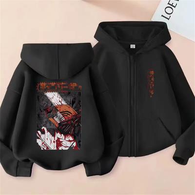Japanese Anime Chainsaw Man Denji Pochita Double Sided Print Zipper Hoodie Men Women Fashion Manga Oversized Zip Up Jacket Coat