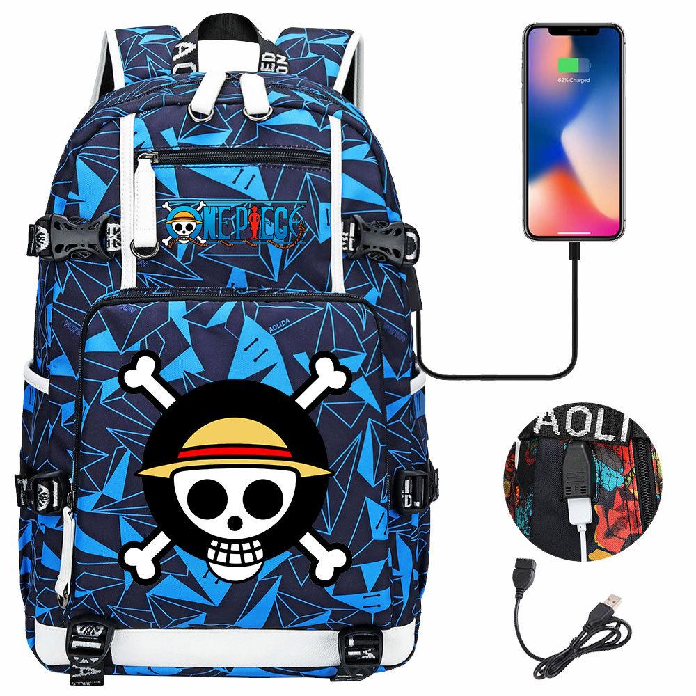 Anime Skull Print Large Capacity Backpack for Teens Students Casual Travel Daypack Lightweight Waterproof
