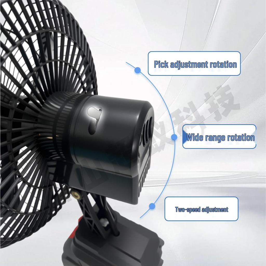 Makita-Style Portable Rechargeable Wireless Oscillating Fan for Camping & Home Use