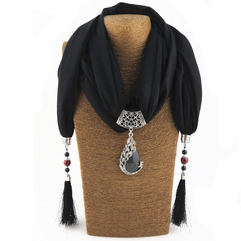 Fashion Elegant Women Long Scarf Retro National Style Tassel Pendant Scarf Christmas Gifts Solid Color