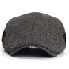 Newsboy Cap Men Winter Thick Warm Vintage Casual Stripe Berets Gatsby Flat Hat Peaked Cap Adjustable