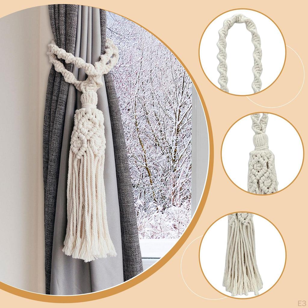 Bohemian Macrame Curtain Tieback, Decorative, Elegant, for Window, Patio, Cabana Or Bedroom.