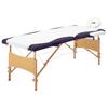 Folding 2 Zone Massage Table with Wooden Frame White and Purple