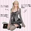 Ligwon Gothic Lolita Cosplay Long Sickly Top and Bottom Mini Cake Black and Korean Christmas Women's Set, Sleeve, Cute, Set, Skirt, Skirt, Stylish,