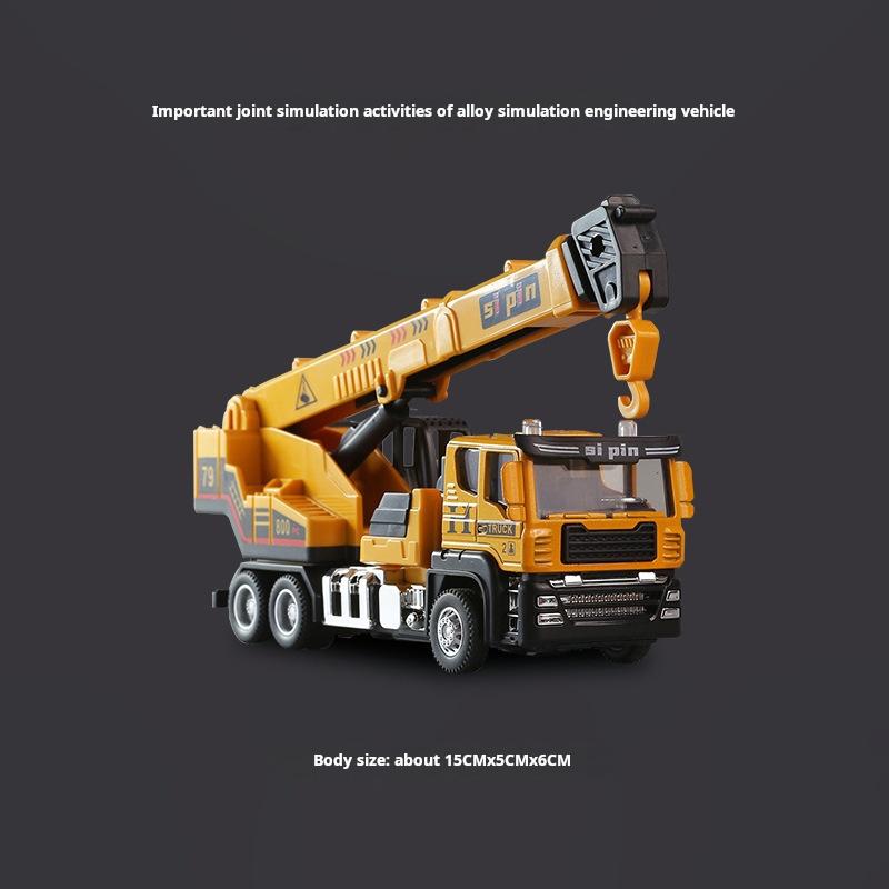 Excavator Blender Crane Car Toy Model Diecast Alloy Engineering Vehicle Rubber Tires Sound Light Pull Back Toys Kids Gifts