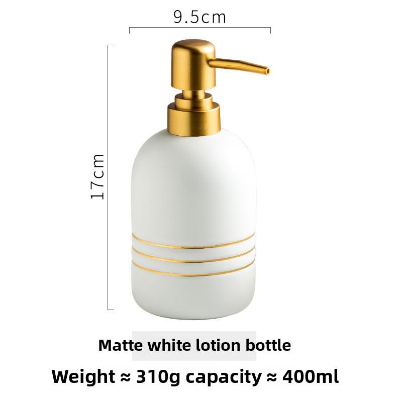 Creative Gold Frame Ceramic Lotion Bottle Delicate Oval Press Soap Dispenser Bathroom Shampoo Shower Gel Dispensing Empty Bottle