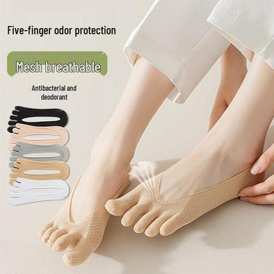 Calcetines de tobillo antideslizantes, transpirables y antibacterianos de cinco dedos para mujer - Primavera/Verano
