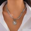 Hip Hop Style Irregular Round Plate Spring Necklace Personalized Alloy Necklace