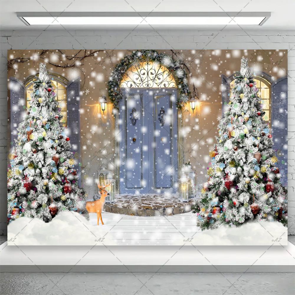 Winter snow scene, white pine forest, artistic background, dreamy glitter bow, family portrait, party decorations4763